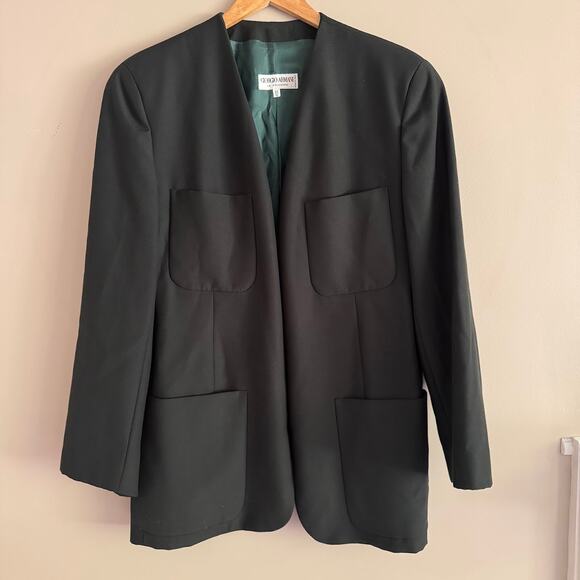 Giorgio Armani Le Collezioni Green Wool Suit Blazer Jacket Size 44 10 Italy - Picture 1 of 6